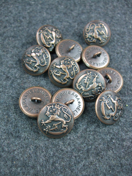 WWII Finnish Stone Grey Pebble Grain Tunic Button 22mm x12 Brass Color